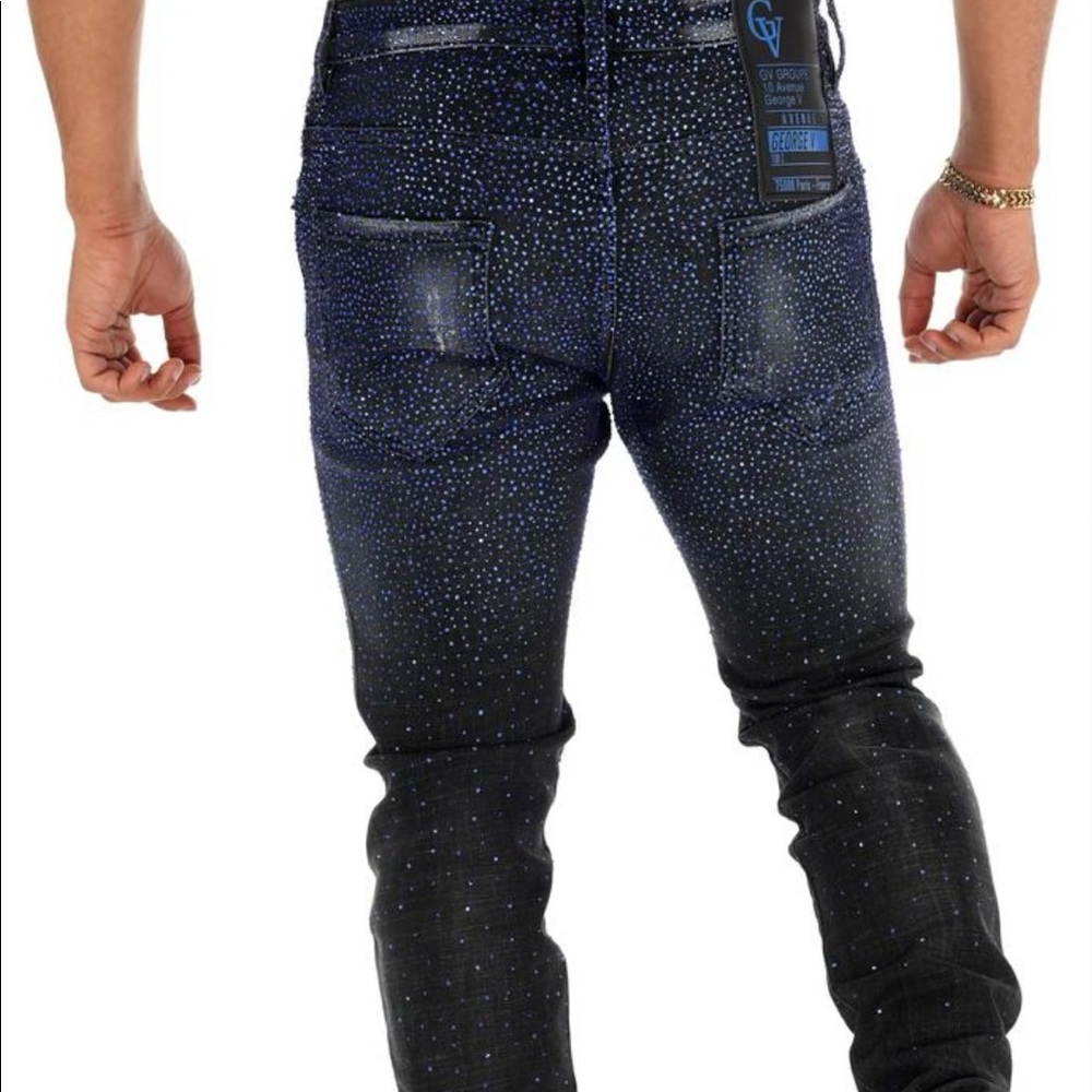 George V mens pants with rhinestones